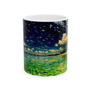 Beach Exponention Ceramic Mug, Artistic Coastal Coffee Cup, Ocean Lover Gift