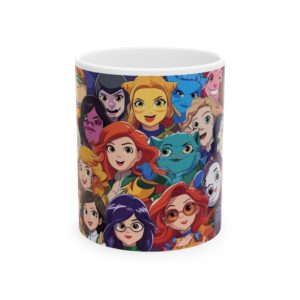 Cartoon Characters Ceramic Mug, Kids Coffee Cup, Funny Cartoon Coffee Mug, Cute