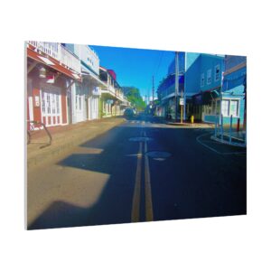 Matte Canvas Wall Art, A Glimpse of Lahaina’s Vibrant Heart, Streetscape Decor