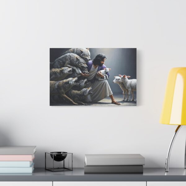 Jesus and the Wolves Canvas Art, Focal Wall Decor for Home, Inspirational Christian Gift, Religious Art Piece, Wall Hanging Decoration - Image 3