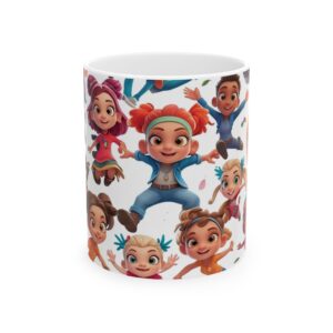 Jumping People Ceramic Mug, Fun Animation Coffee Cup for Morning Cheer, Gift for