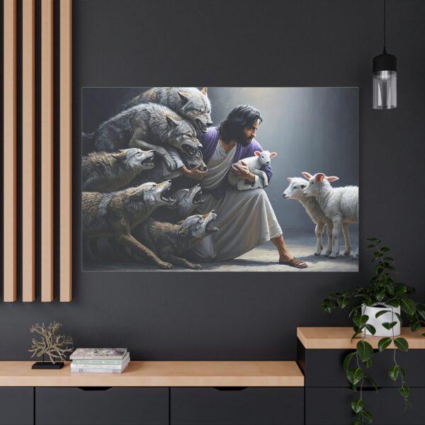 Jesus and the Wolves Canvas Art, Focal Wall Decor for Home, Inspirational Christian Gift, Religious Art Piece, Wall Hanging Decoration - Image 24