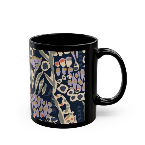 Floral Black Mug – Boho Chic Coffee Cup for Nature Lovers, Coffee Gifts - Image 2