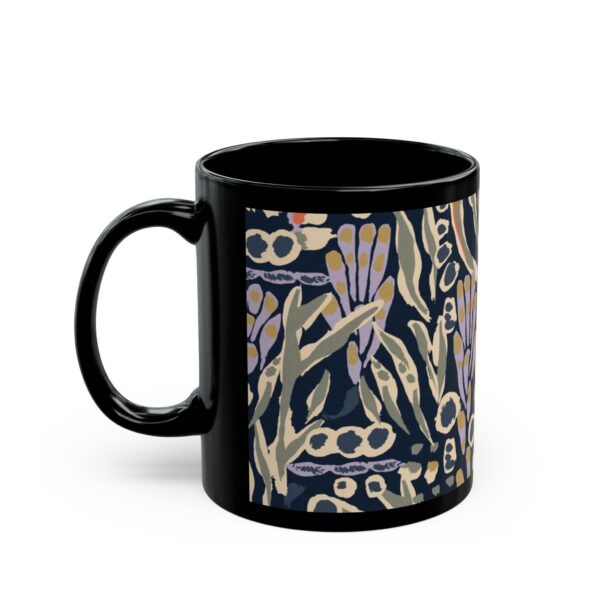 Floral Black Mug – Boho Chic Coffee Cup for Nature Lovers, Coffee Gifts - Image 3