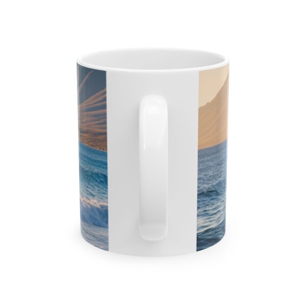 Ocean Bliss Ceramic Mug, Blue Sea and Sand Picture Coffee Cup, Beach Lover Gift - Image 2