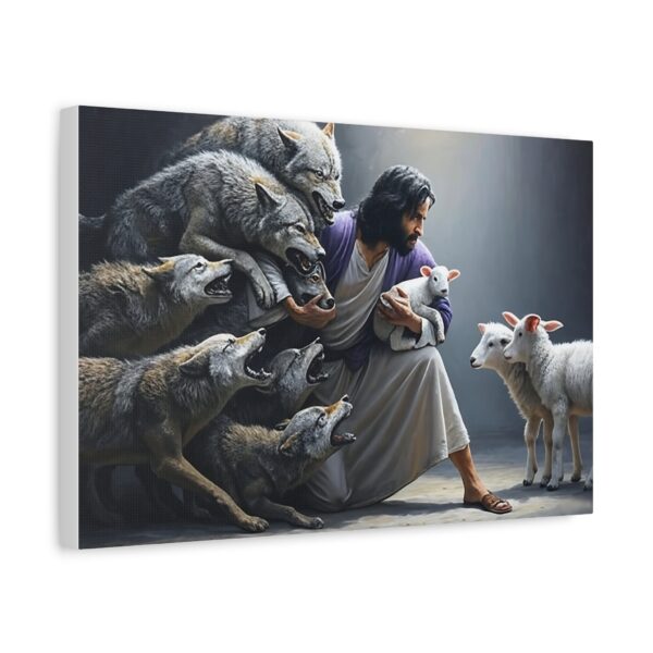 Jesus and the Wolves Canvas Art, Focal Wall Decor for Home, Inspirational Christian Gift, Religious Art Piece, Wall Hanging Decoration - Image 2