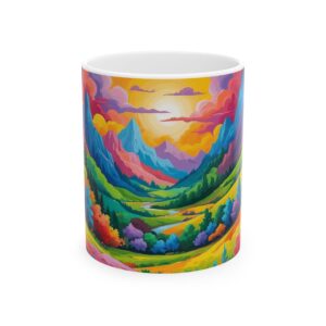 Vibrant Landscape Ceramic Mug, Nature Lover Gift, Colorful Coffee Cup