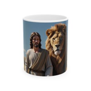 Christian Ceramic Mug - Jesus with Lion Design