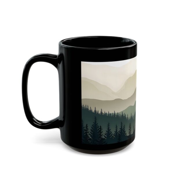 Nature-Inspired Black Mug for Coffee Lovers, Scenic Mountain Design - Image 7