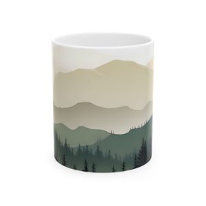 Nature-Inspired Ceramic Mug, Coffee Cup, Mountain Landscape Mug