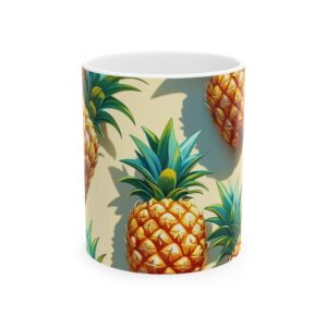 Pineapple Ceramic Mug, Tropical Coffee Cup, Fruit Drinkware, Hawaiian Tea Mug,