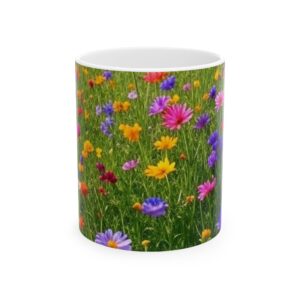 Flower Field Ceramic Mug - Nature Lover Gift, Floral Coffee Cup, Garden Mug