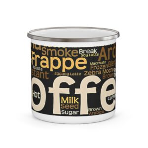 Coffee Lovers Enamel Camping Mug, Outdoor Adventure Mug,