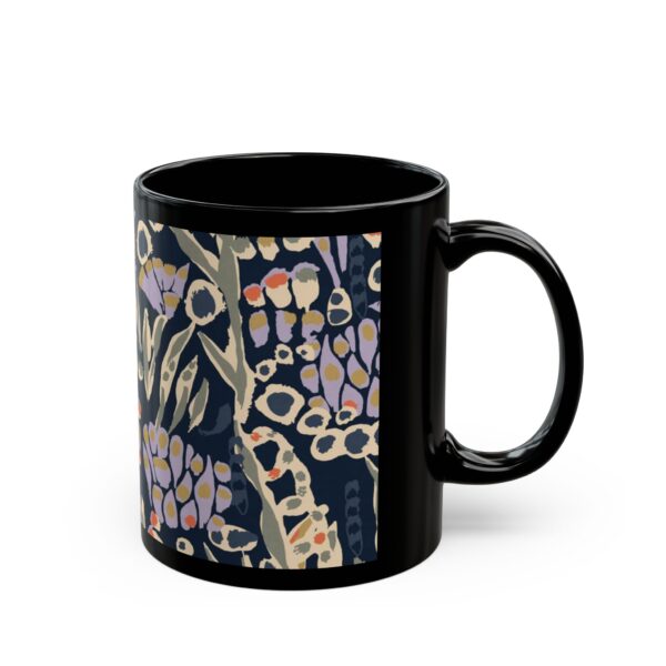 Floral Pattern Black Mug - Unique Gift, Home Decor, Coffee Lover - Image 2