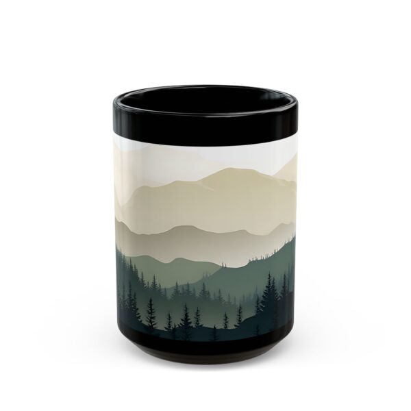 Nature-Inspired Black Mug for Coffee Lovers, Scenic Mountain Design - Image 5