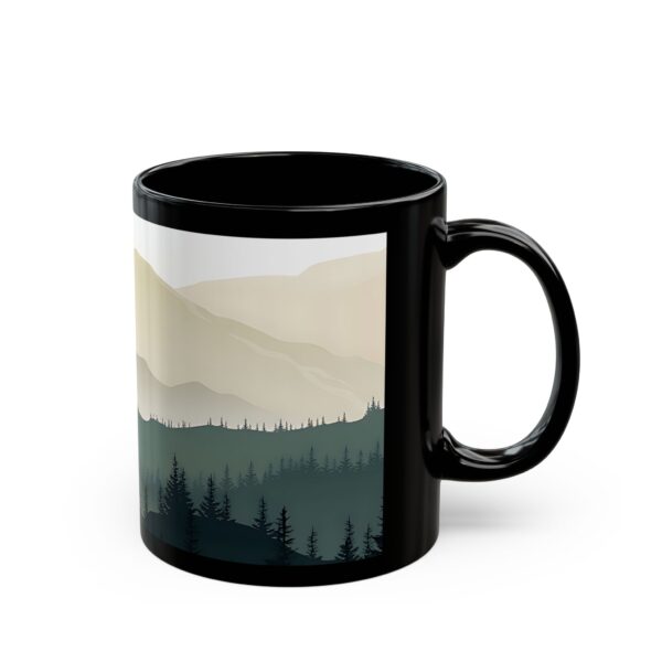 Nature-Inspired Black Mug for Coffee Lovers, Scenic Mountain Design - Image 2