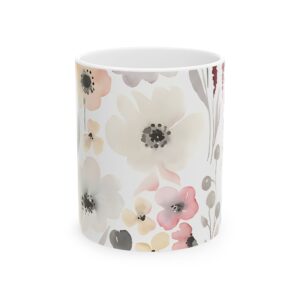 Floral Ceramic Mug, Colorful Flower Coffee Cup, Gift for Her, Tea Mug
