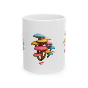 Colorful Mushroom Ceramic Mug, Whimsical Coffee Cup for Nature Lovers, Artistic