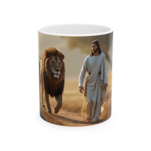 Mug - Christian Theme Lion Walking with Christ Ceramic Mug