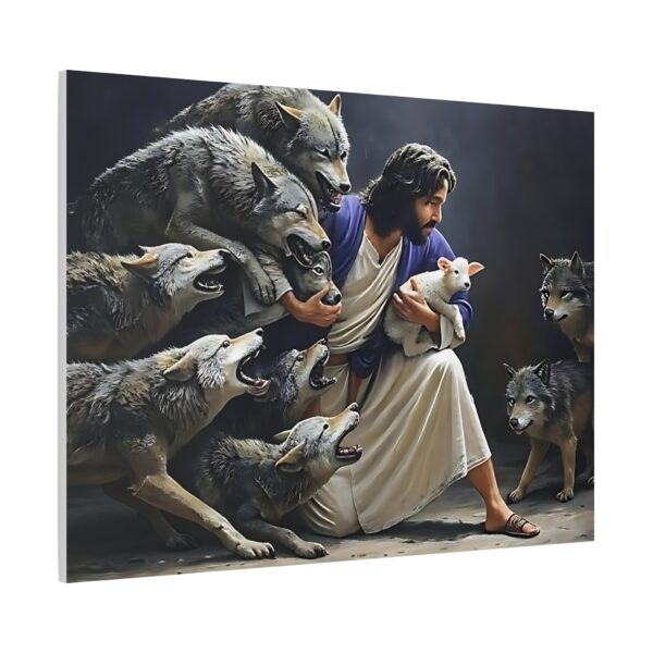 Inspirational Canvas Wall Art, Jesus and Wolves, Religious Home Decor, Faith-Based Gift, Unique Spiritual Artwork - Image 2