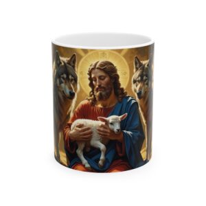 Mug with Jesus Holding Baby Lamb Design