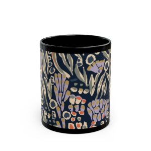 Floral Pattern Black Mug - Unique Gift, Home Decor, Coffee Lover