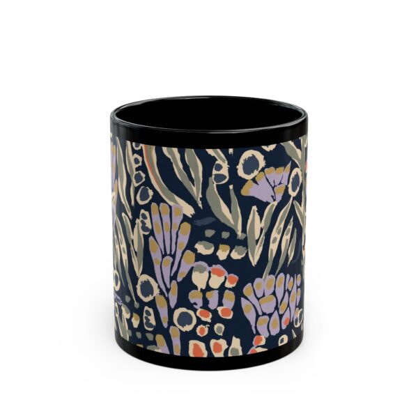 Floral Pattern Black Mug - Unique Gift, Home Decor, Coffee Lover