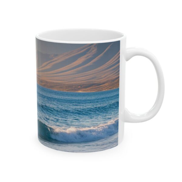 Ocean Bliss Ceramic Mug, Blue Sea and Sand Picture Coffee Cup, Beach Lover Gift - Image 4