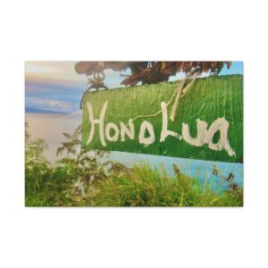 Matte Canvas Wall Art, Coastal Decor, Hawaiian Signage Honolua, Print