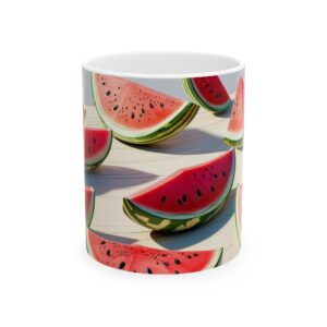 Watermelon Ceramic Mug, Fruit Coffee Cup, Summer Kitchen Decor, Tropical Tea
