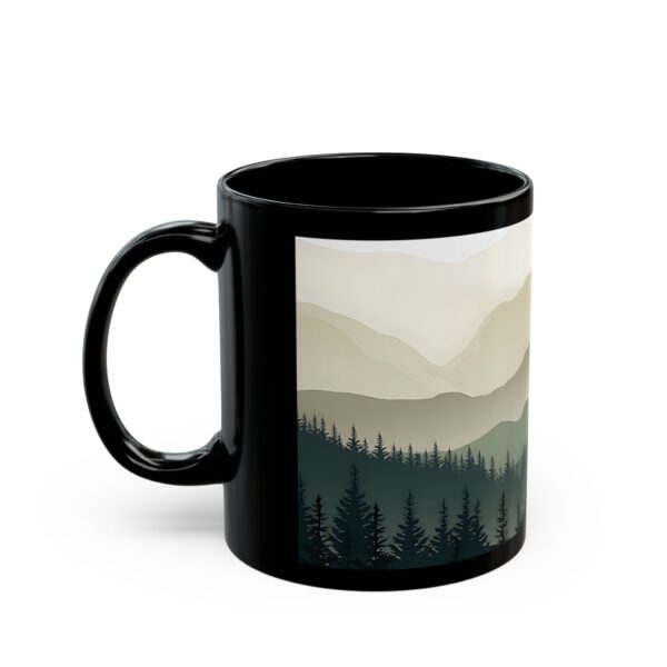 Nature-Inspired Black Mug for Coffee Lovers, Scenic Mountain Design - Image 3